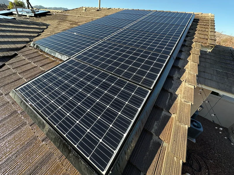 Solar panels reset on a new tile roof in Buckeye, Arizona by Solar Detach and Reset