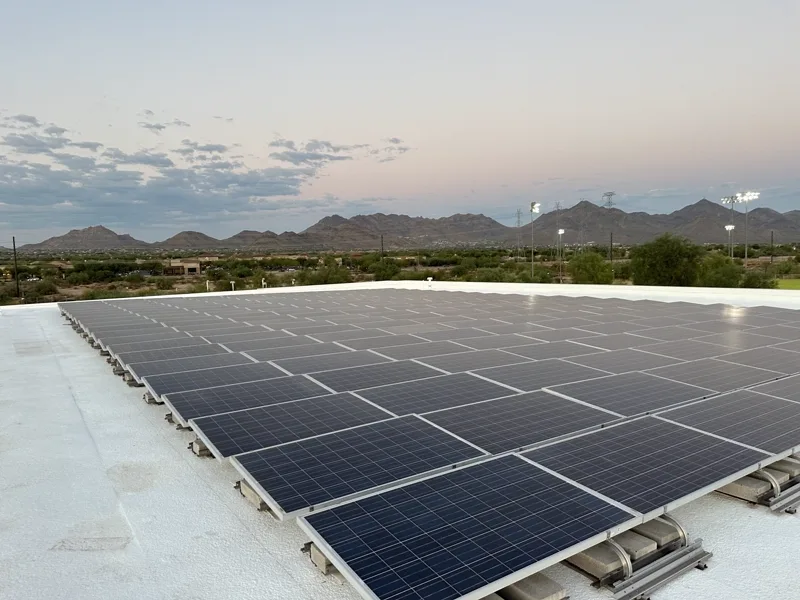 Commercial flat-roof solar array reset in Scottsdale, Arizona by Solar Detach & Reset