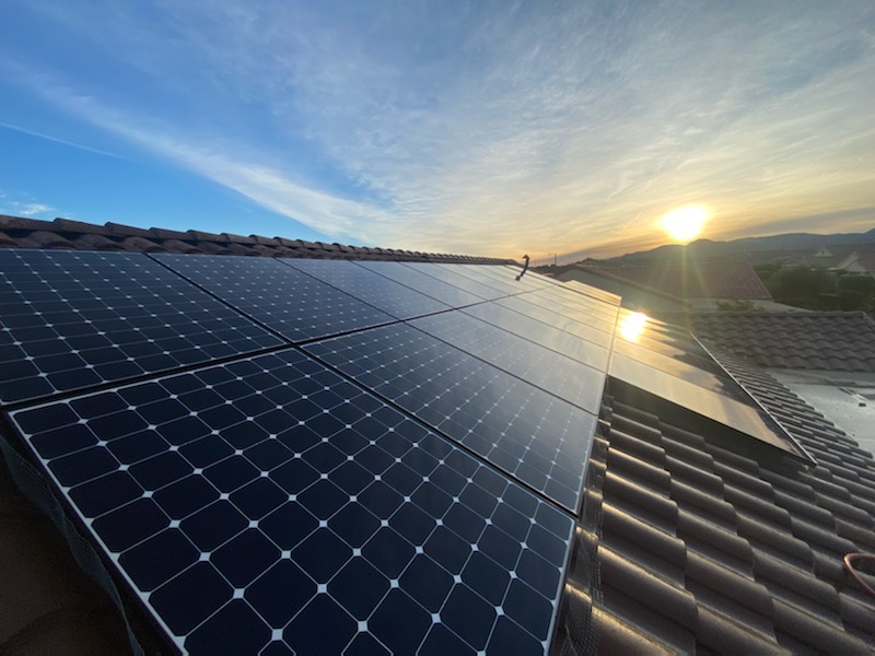 Solar panels reinstalled after roof replacement with solar in 2025, system fully reset and aligned.