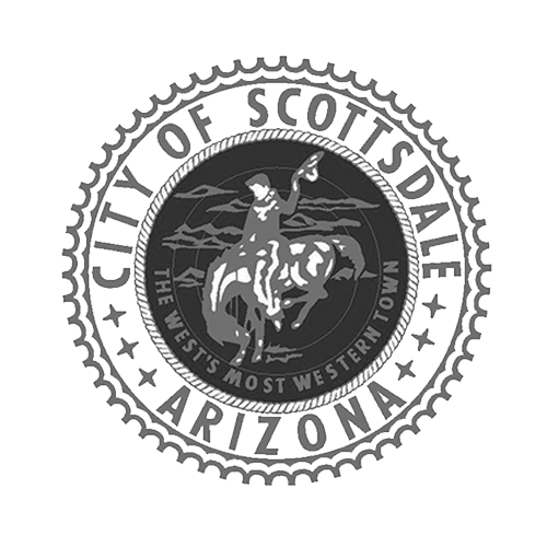 Seal of the City of Scottsdale, Arizona, featuring a cowboy on horseback, symbolizing the city's heritage as "The West's Most Western Town."