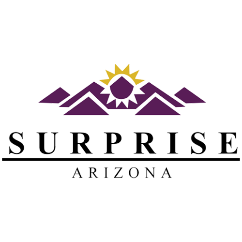 Surprise logo featuring mountains and a sun, representing Surprise, AZ, for solar panel services.